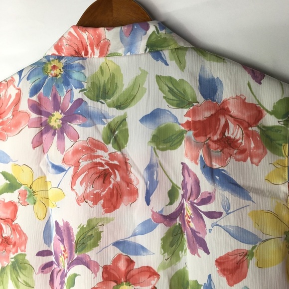 vintage floral short sleeve button up blouse [0326] - Picture 5 of 8